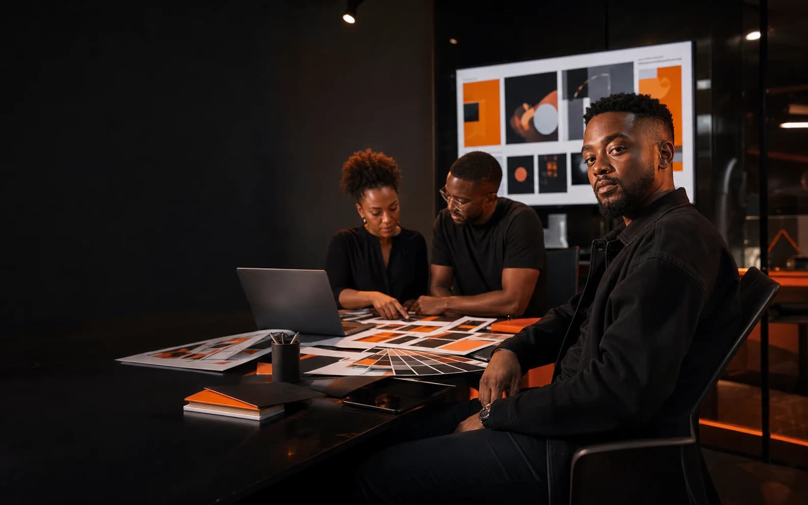 Black South African creative professionals working in the Bigfish Graphics design studio